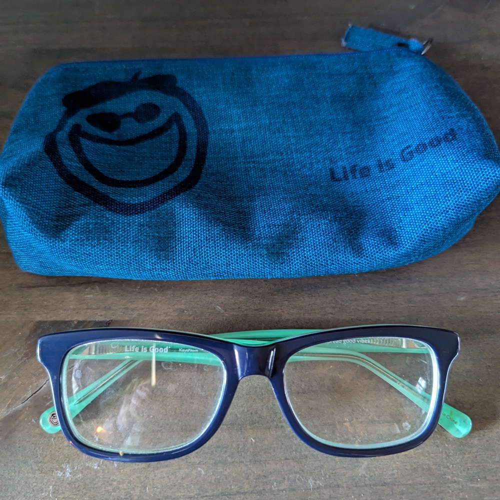 Life is Good Kids' Blue and Green Glasses Frames with Case